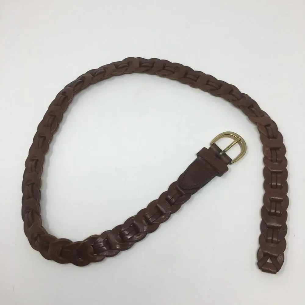 Aimee Lynn Brown Braided Leather Belt Small
